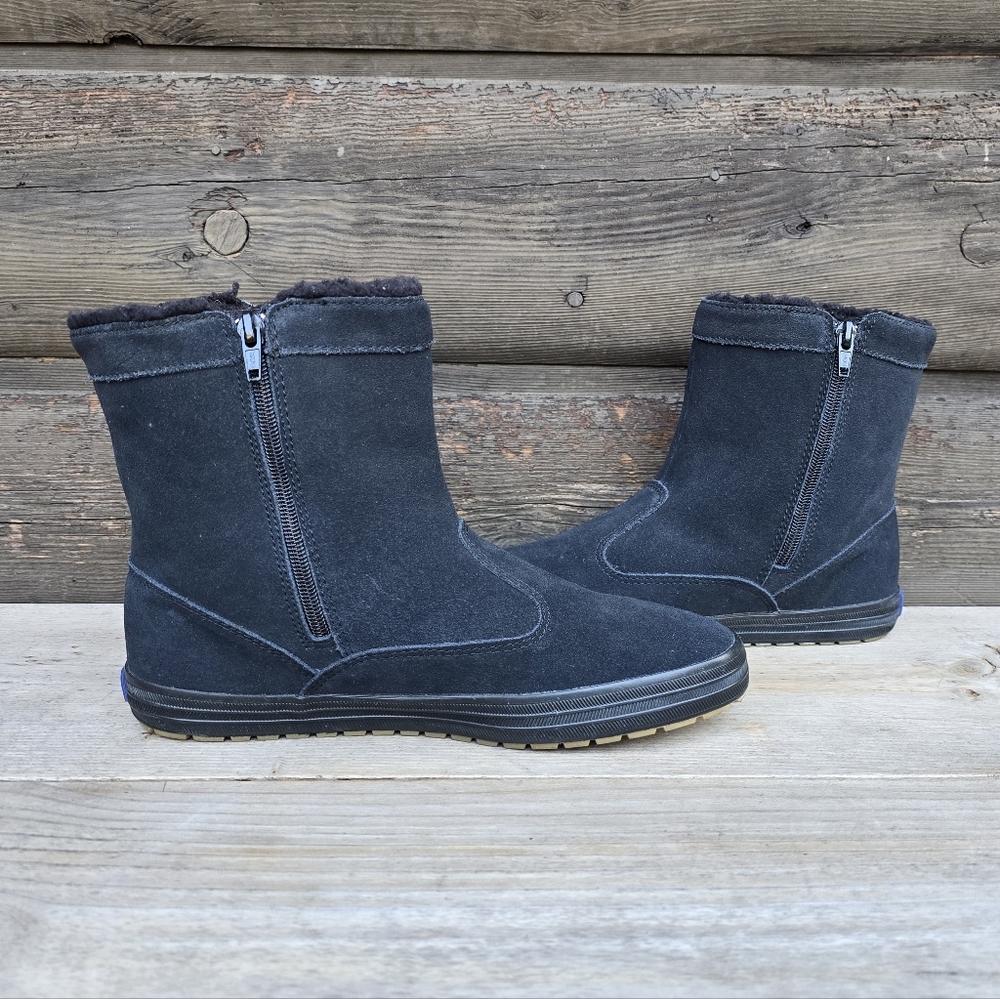 Keds NEW Sunny Side Cozy Suede Shearling-Lined Cabincore Ankle Boots 9M - Picture 4 of 16
